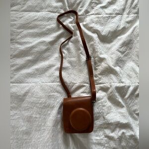 Brown Leather Polaroid camera bag